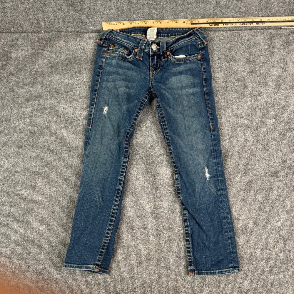 True Religion Jeans Womens Size 26 Dark Wash Lizzie Skinny Distressed